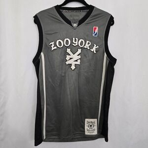 Vintage ZOO YORK Jersey Mens M Black‎ Gray Mesh CREW 93 Hip Hop Streetwear Y2K